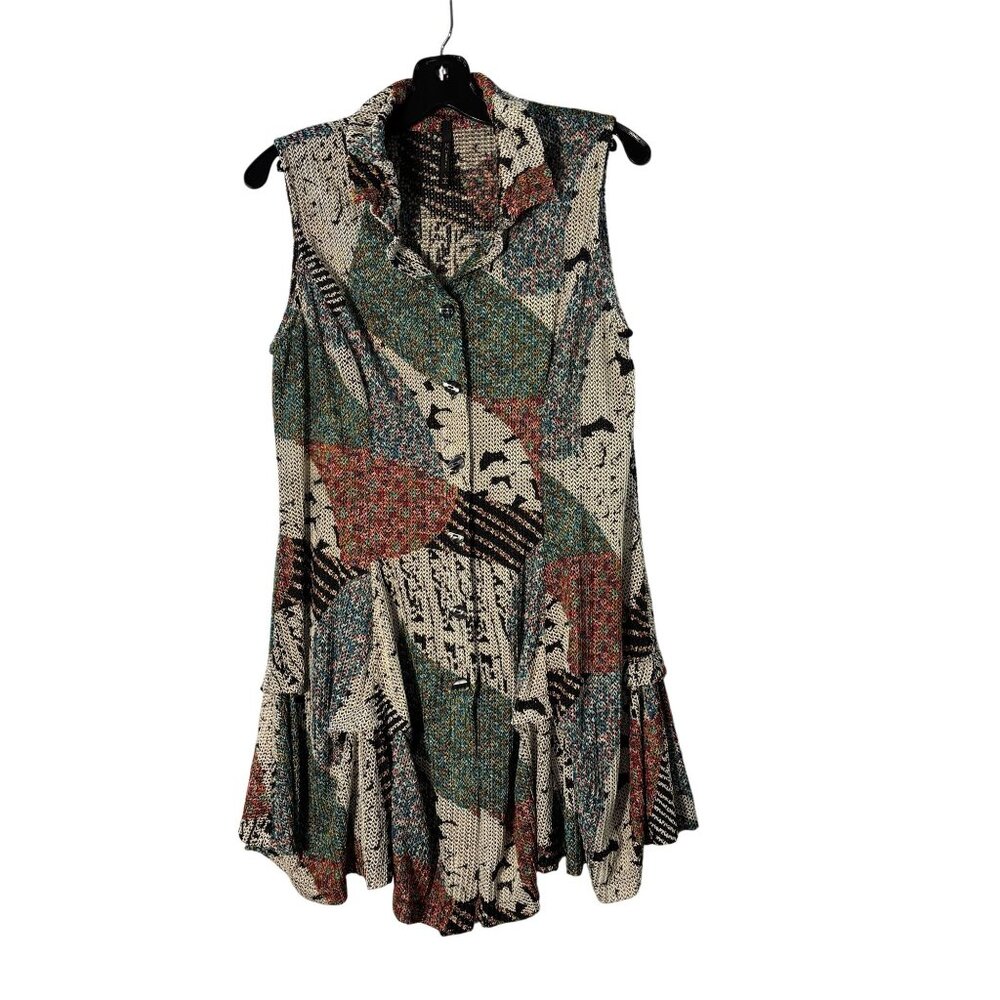 Ic By Connie K Patchwork-Style Knit Sleeveless Bu… - image 1